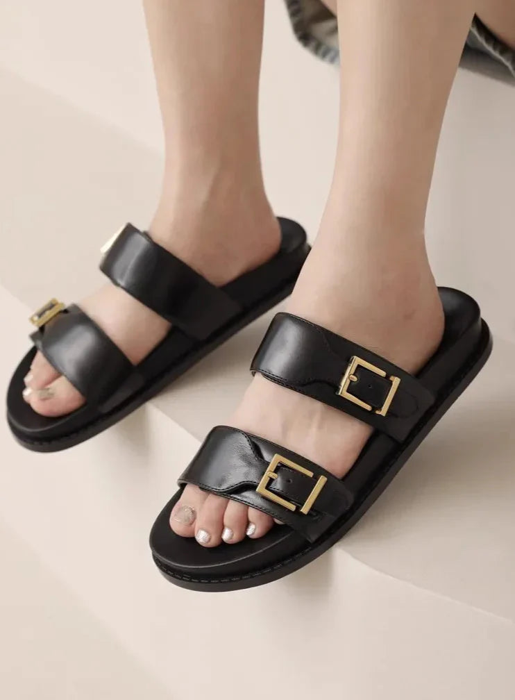 Sandália Rasteria Fivela Dourada Clarisse